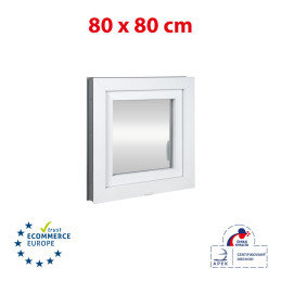 Plastic window 80x80 cm (800x800 mm), tilt-and-turn right, white | TROCAL