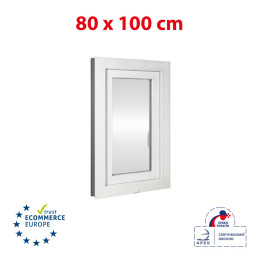 Plastic window | 80 x 100 cm (800 x 1000 mm) | white | opening and tilting | right