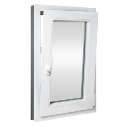Plastic window 80x100 cm (800x1000 mm), tilt-and-turn right, white | TROCAL