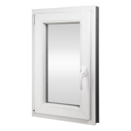 Plastic window 80x100 cm (800x1000 mm), tilt-and-turn left, white | TROCAL