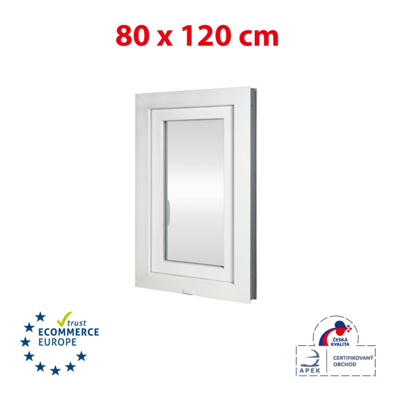 Plastic window 80x120 cm (800x1200 mm), tilt-and-turn left, white | TROCAL