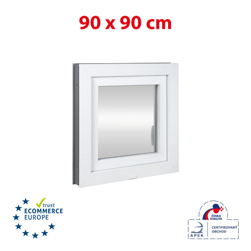 Plastic window 90x90 cm (900x900 mm), tilt-and-turn right, white | TROCAL