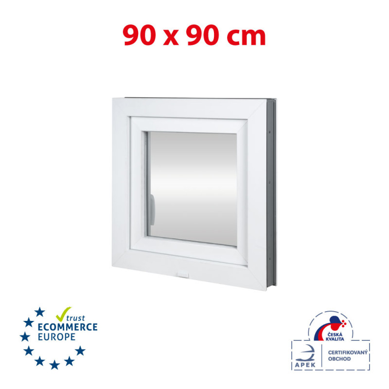Plastic window 90x90 cm (900x900 mm), tilt-and-turn left, white | TROCAL