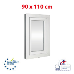Plastic window 90x110 cm (900x1100 mm), tilt-and-turn right, white | TROCAL