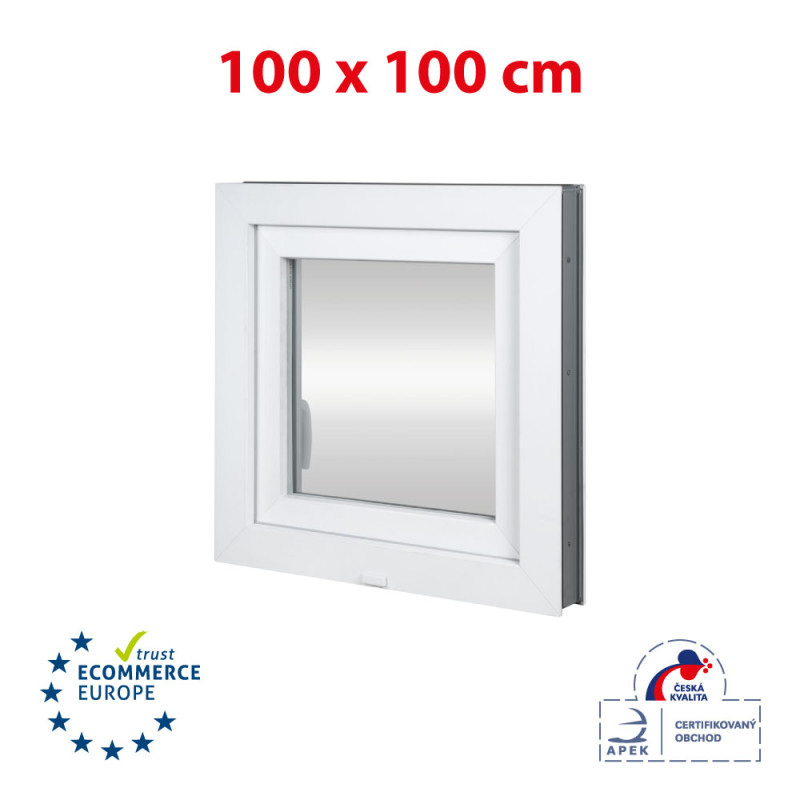 Plastic venster | 100x100 cm (1000x1000 mm) | wit | openen en vouwen | links