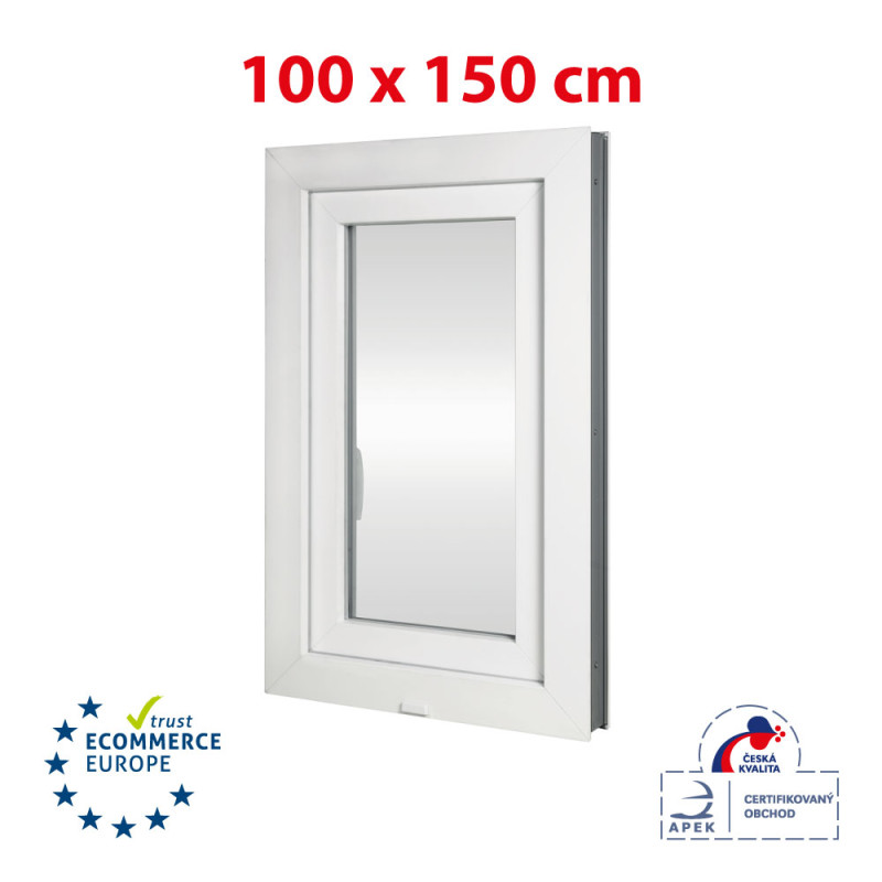 Plastic window 100x150 cm (1000x1500 mm), tilt-and-turn left, white | TROCAL