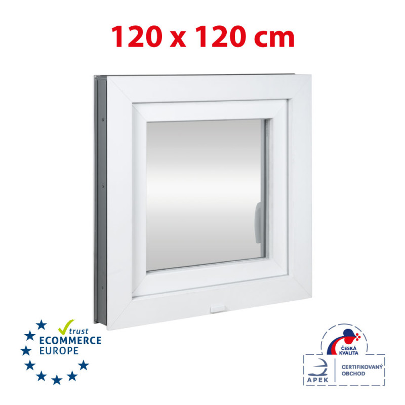 Ventana de plástico | 120 x 120 cm (1200 x 1200 mm) | blanco | apertura e inclinación | derecha