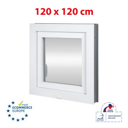 Plastic window 120x120 cm (1200x1200 mm), tilt-and-turn left, white | TROCAL