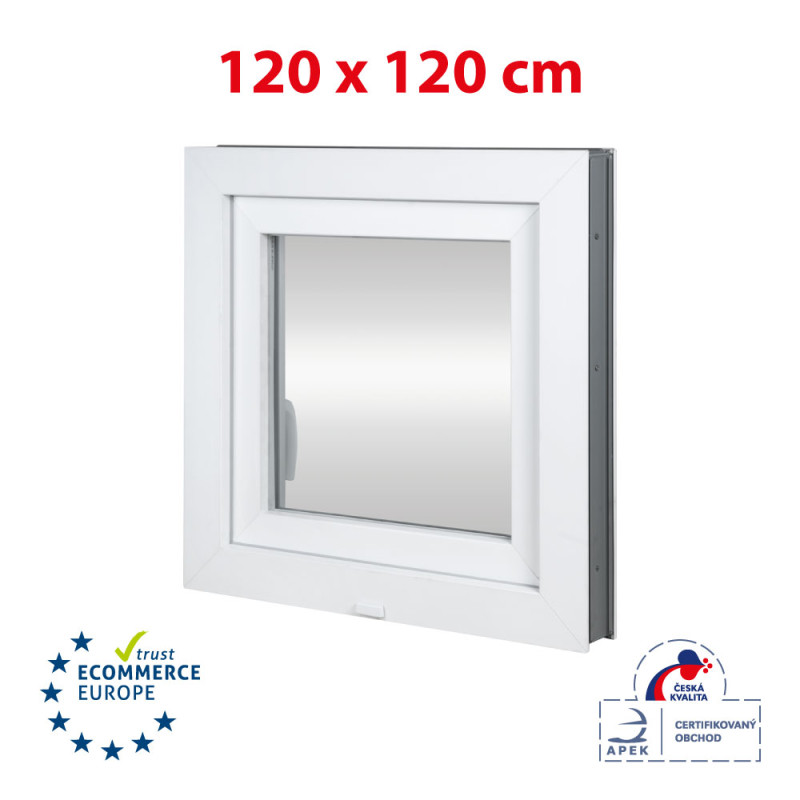 Ventana de plástico | 120x120 cm (1200x1200 mm) | blanco | apertura y basculación | izquierda