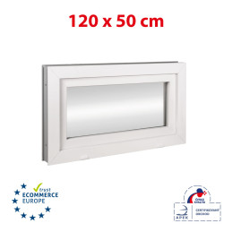 Ventana de plástico | 120x50 cm (1200x500 mm) | blanco | inclinable