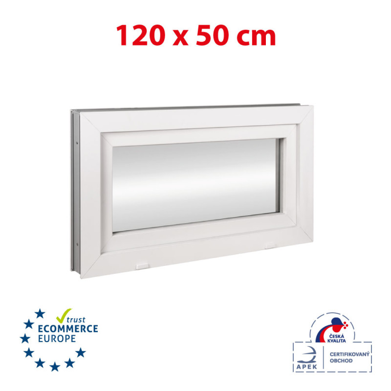 Plastic window 120x50 cm (1200x500 mm), tilt, white | TROCAL