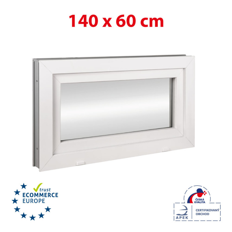 Plastic window 140x60 cm (1400x600 mm), tilt, white | TROCAL