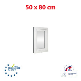 Ventana de plástico | 50 x 80 cm (500 x 800 mm) | blanca | apertura e inclinación | derecha
