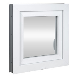 Plastic window 55x55 cm (550x550 mm), tilt-and-turn right, white | TROCAL