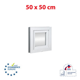 Ventana de plástico | 50x50 cm (500x500 mm) | blanco | inclinable