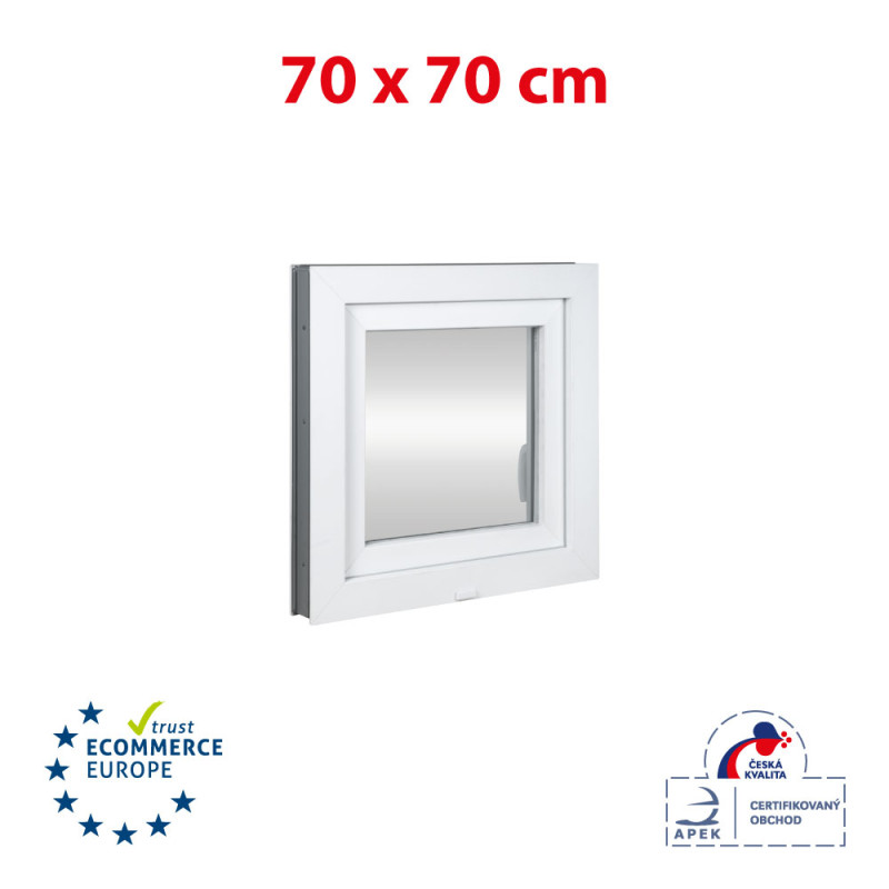 Finestra in plastica | 70 x 70 cm (700 x 700 mm) | bianca | apertura e ribaltamento | destra