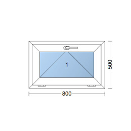 White tilt PVC window 800 × 500 mm (80 × 50 cm) for utility rooms Aplast 60