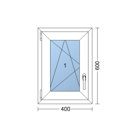 White tilt PVC window 400 × 600 mm (40 × 60 cm) for utility rooms Aplast 60