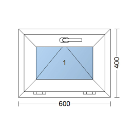 Anthracite/white tilt PVC window 600 × 400 mm (60 × 40 cm) for utility rooms Aplast 60