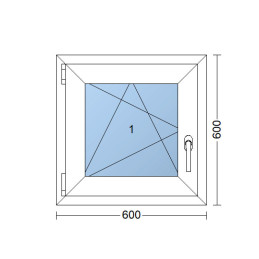 White tilt PVC window 600 × 600 mm (60 × 60 cm) for utility rooms Aplast 60