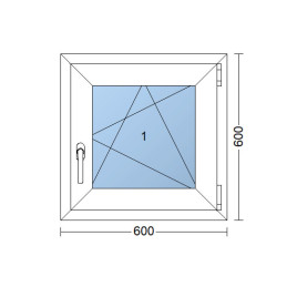 Anthracite/white tilt PVC window 600 × 600 mm (60 × 60 cm) for utility rooms Aplast 60