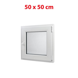 White tilt PVC window 500 × 500 mm (50 × 50 cm) for utility rooms Aplast 60