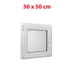 White tilt PVC window 500 × 500 mm (50 × 50 cm) for utility rooms Aplast 60