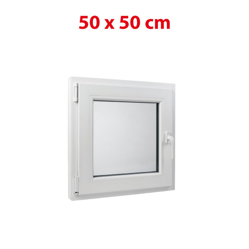 White tilt PVC window 500 × 500 mm (50 × 50 cm) for utility rooms Aplast 60