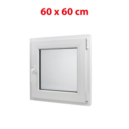 White tilt PVC window 600 × 600 mm (60 × 60 cm) for utility and technical rooms