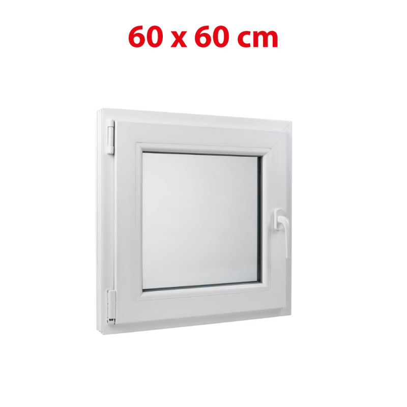 White tilt PVC window 600 × 600 mm (60 × 60 cm) for utility rooms Aplast 60