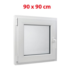 White tilt PVC window 900 × 900 mm (90 × 90 cm) for utility and technical rooms