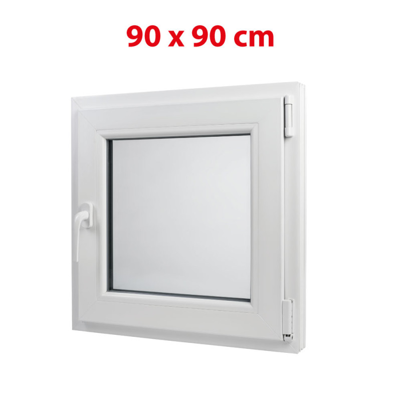 White tilt PVC window 900 × 900 mm (90 × 90 cm) for utility and technical rooms
