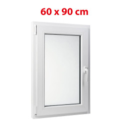 White tilt PVC window 600 × 900 mm (60 × 90 cm) for utility and technical rooms