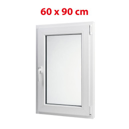 White tilt PVC window 600 × 900 mm (60 × 90 cm) for utility and technical rooms