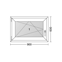 Anthracite/white tilt PVC window 900 × 600 mm (90 × 60 cm) for utility rooms Aplast 60