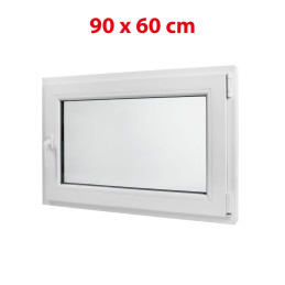 White tilt PVC window 900 × 600 mm (90 × 60 cm) for utility and technical rooms