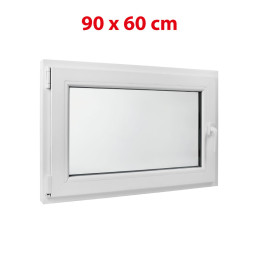White tilt PVC window 900 × 600 mm (90 × 60 cm) for utility and technical rooms