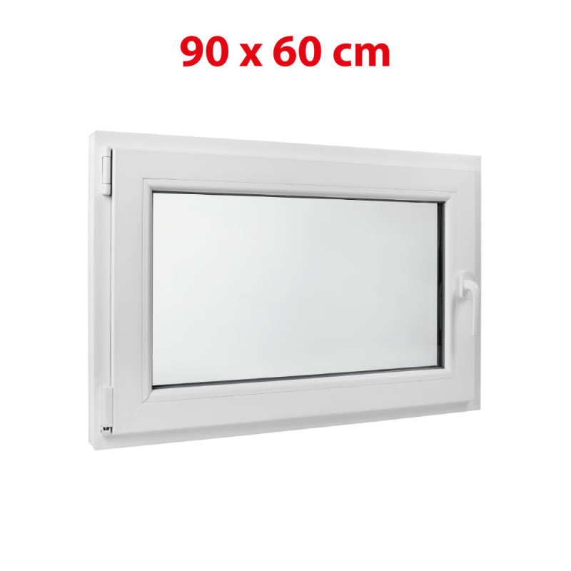 White tilt PVC window 900 × 600 mm (90 × 60 cm) for utility and technical rooms
