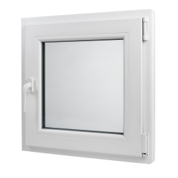 Golden oak/white tilt PVC window 900 × 900 mm (90 × 90 cm) for utility rooms Aplast 60