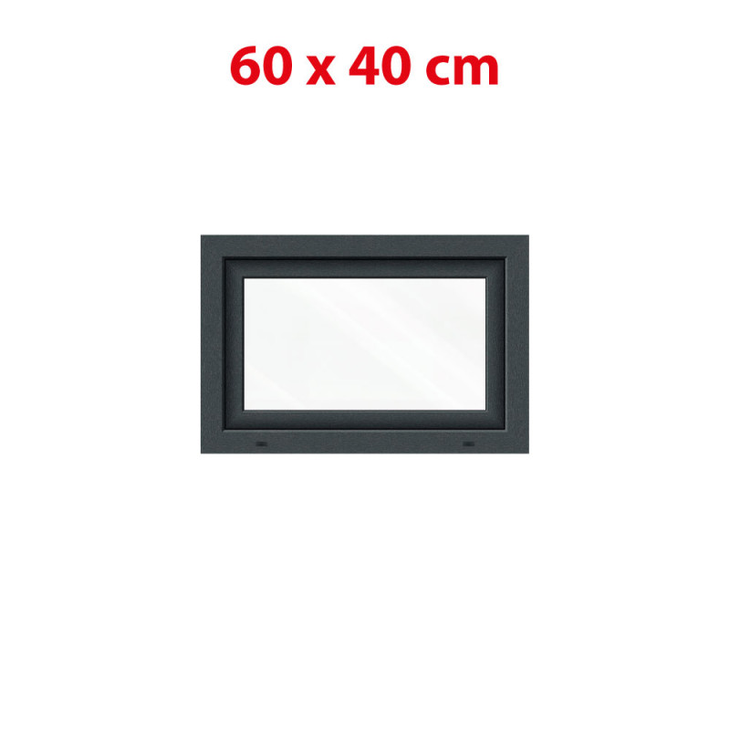 Anthracite/white tilt PVC window 600 × 400 mm (60 × 40 cm) for utility rooms Aplast 60