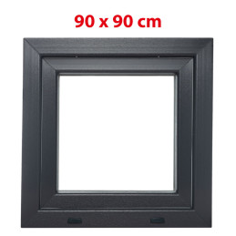 Anthracite/white tilt PVC window 900 × 900 mm (90 × 90 cm) for utility rooms Aplast 60