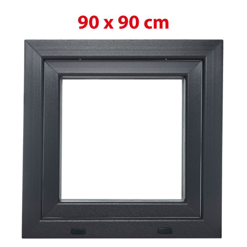 Anthracite/white tilt PVC window 900 × 900 mm (90 × 90 cm) for utility rooms Aplast 60