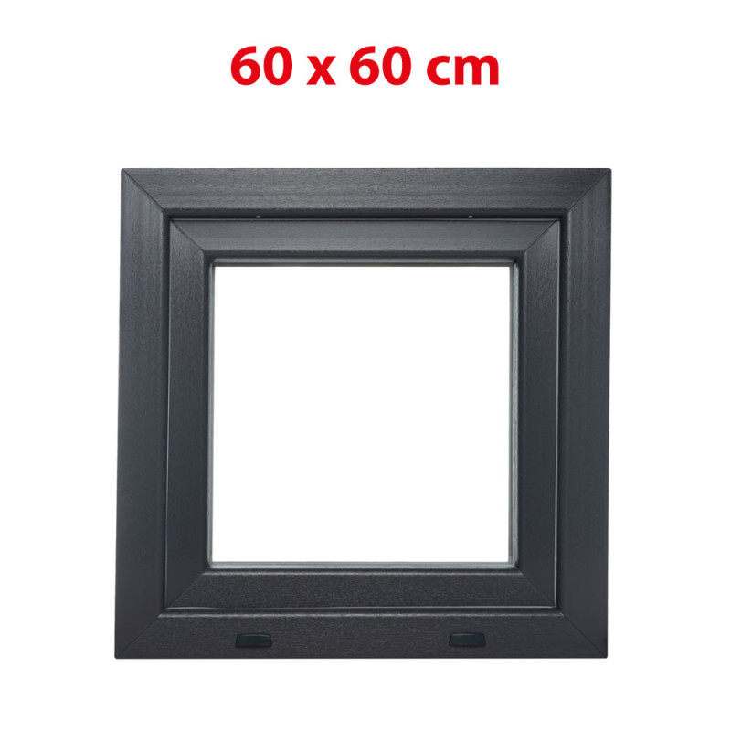 Anthracite/white tilt PVC window 600 × 600 mm (60 × 60 cm) for utility rooms Aplast 60