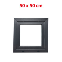 Anthracite/white tilt PVC window 500 × 500 mm (50 × 50 cm) for utility rooms Aplast 60
