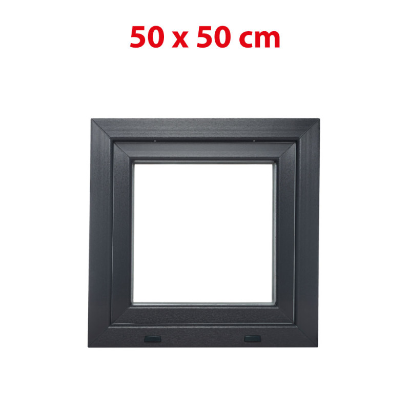 Anthracite/white tilt PVC window 500 × 500 mm (50 × 50 cm) for utility rooms Aplast 60