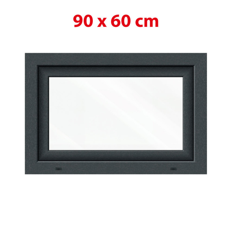 Anthracite/white tilt PVC window 900 × 600 mm (90 × 60 cm) for utility rooms Aplast 60