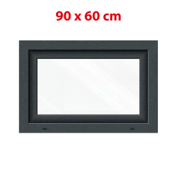 Anthracite/white tilt PVC window 900 × 600 mm (90 × 60 cm) for utility rooms Aplast 60
