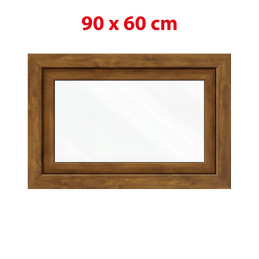 Golden oak/white tilt PVC window 900 × 600 mm (90 × 60 cm) for utility rooms Aplast 60