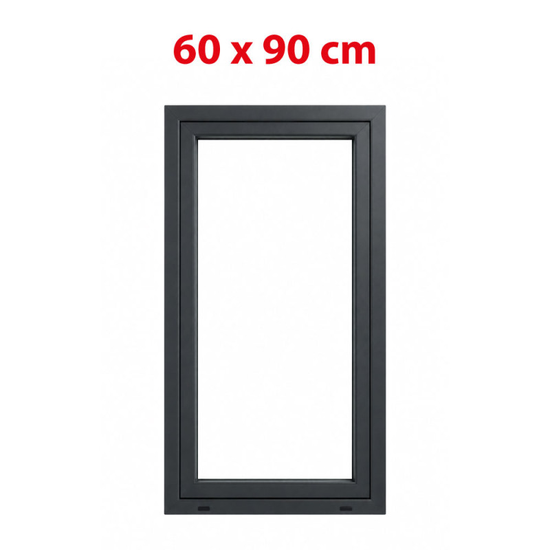 Anthracite/white tilt PVC window 600 × 900 mm (60 × 90 cm) for utility rooms Aplast 60