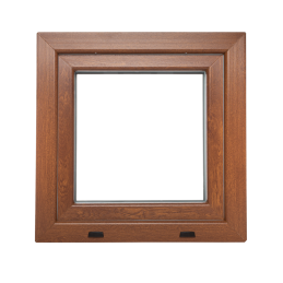Golden oak/white tilt PVC window 500 × 500 mm (50 × 50 cm) for utility rooms Aplast 60